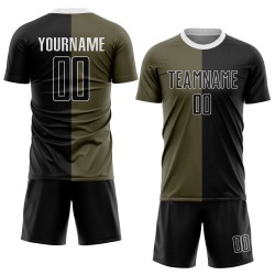 To Sublimation Split Custom Black-White Olive Service Fashion Jersey Uniform Salute Soccer
