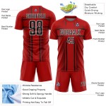 Jersey Custom Lines Soccer Sublimation Red Black-White Uniform