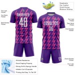 Jersey Shape Purple Sublimation Soccer White-Pink Custom Zigzag Uniform Jersey Shape Purple Sublimation Soccer White-Pink Custom Zigzag Uniform