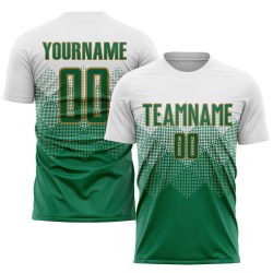 Soccer Green-Old Uniform Sublimation Gold Custom Kelly White Jersey