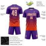 Sublimation Pinstripe Custom White-Orange Fade Soccer Purple Uniform Jersey Fashion Sublimation Pinstripe Custom White-Orange Fade Soccer Purple Uniform Jersey Fashion