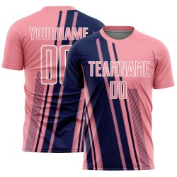 Jersey Pink Soccer Sublimation Lines Sports Uniform Medium Navy-White Custom