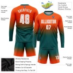 Jersey Fashion Sleeve Long Sublimation Fade White-Teal Orange Soccer Uniform Custom Jersey Fashion Sleeve Long Sublimation Fade White-Teal Orange Soccer Uniform Custom