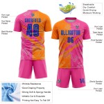 Soccer Uniform Custom Graffiti Orange-Pink Jersey Sublimation Scratch Royal Bay Pattern Soccer Uniform Custom Graffiti Orange-Pink Jersey Sublimation Scratch Royal Bay Pattern