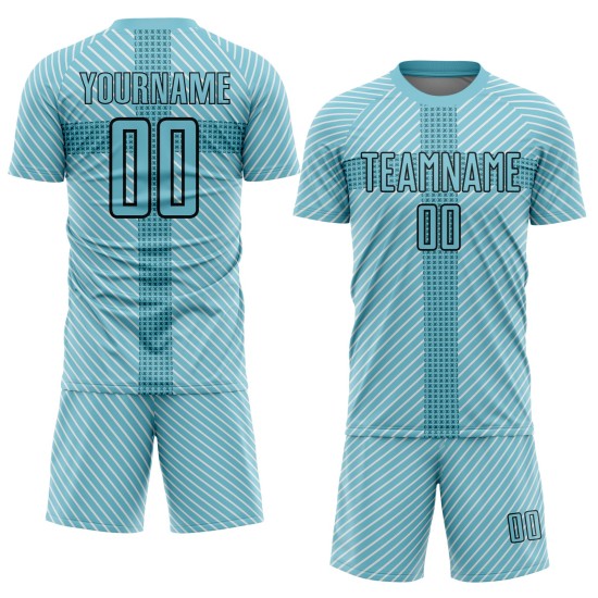 Custom Jersey Panther Soccer Black Sublimation Blue Geometric Uniform Shapes Custom Jersey Panther Soccer Black Sublimation Blue Geometric Uniform Shapes