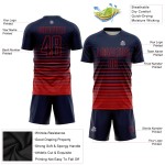 Fashion Red Soccer Pinstripe Navy Sublimation Jersey Uniform Custom Fade
