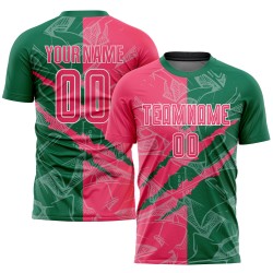 Graffiti Pattern Pink-Kelly Soccer Uniform Neon Sublimation Jersey Custom Green Scratch