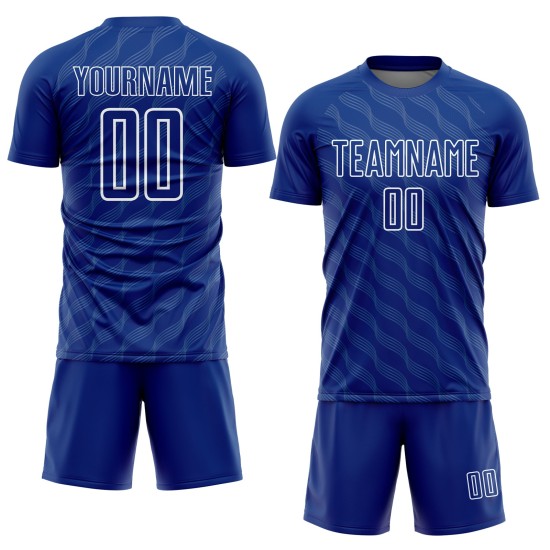 Custom Uniform Shape Sublimation Waves Jersey White Royal Soccer Custom Uniform Shape Sublimation Waves Jersey White Royal Soccer