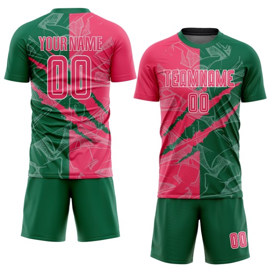 Graffiti Pattern Pink-Kelly Soccer Uniform Neon Sublimation Jersey Custom Green Scratch
