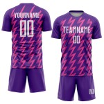 Jersey Shape Purple Sublimation Soccer White-Pink Custom Zigzag Uniform Jersey Shape Purple Sublimation Soccer White-Pink Custom Zigzag Uniform