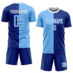 Blue-White Split Custom Sublimation Fashion Uniform Royal Light Jersey Soccer Blue-White Split Custom Sublimation Fashion Uniform Royal Light Jersey Soccer