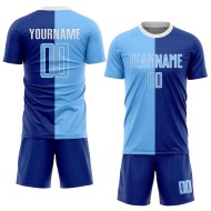 Blue-White Split Custom Sublimation Fashion Uniform Royal Light Jersey Soccer Blue-White Split Custom Sublimation Fashion Uniform Royal Light Jersey Soccer
