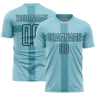 Custom Jersey Panther Soccer Black Sublimation Blue Geometric Uniform Shapes