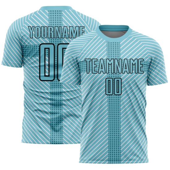 Custom Jersey Panther Soccer Black Sublimation Blue Geometric Uniform Shapes Custom Jersey Panther Soccer Black Sublimation Blue Geometric Uniform Shapes