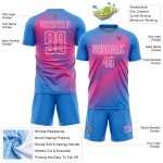 Jersey Line Soccer Custom Sublimation Uniform Pink-White Powder Blue