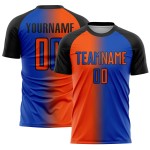 Fashion Soccer Custom Uniform Thunder Sublimation Jersey Gradient Orange-Black Blue