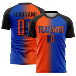 Fashion Soccer Custom Uniform Thunder Sublimation Jersey Gradient Orange-Black Blue