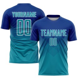 Uniform Teal-White Jersey Sublimation Soccer Custom Royal