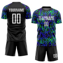 Soccer Custom Jersey Black Sublimation Green White-Neon Uniform