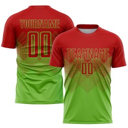Soccer Custom Sublimation Neon Jersey Uniform Red Green