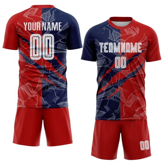 Graffiti Custom Scratch Uniform Jersey Sublimation Red-Navy Pattern USA Soccer