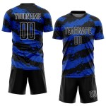 Sublimation Black Custom Blue-White Splash Jersey Thunder Uniform Soccer Sublimation Black Custom Blue-White Splash Jersey Thunder Uniform Soccer