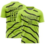 Soccer Uniform Green Black Sublimation Lines And Dots Custom Neon Jersey Soccer Uniform Green Black Sublimation Lines And Dots Custom Neon Jersey