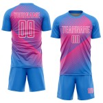 Jersey Line Soccer Custom Sublimation Uniform Pink-White Powder Blue