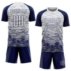 White Uniform Custom Soccer Sublimation Navy Jersey