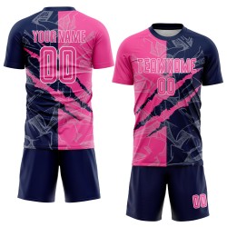 Jersey Graffiti Soccer Pink-Navy Scratch Sublimation Uniform Custom Pattern