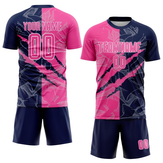 Jersey Graffiti Soccer Pink-Navy Scratch Sublimation Uniform Custom Pattern
