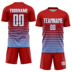 White-Light Pinstripe Fade Fashion Jersey Sublimation Custom Red Uniform Soccer Blue