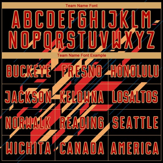 Red-Old Gold Custom Sublimation Soccer Black Uniform Lines Jersey Red-Old Gold Custom Sublimation Soccer Black Uniform Lines Jersey