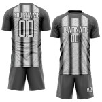 Steel Ethnic Jersey White-Black Gray Stripes Soccer Sublimation Uniform Custom Steel Ethnic Jersey White-Black Gray Stripes Soccer Sublimation Uniform Custom