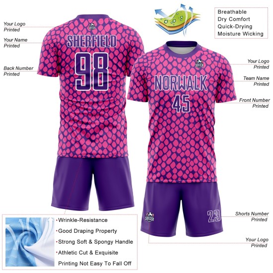 Jersey Purple-White Soccer Snake Skin Pink Custom Sublimation Uniform Jersey Purple-White Soccer Snake Skin Pink Custom Sublimation Uniform