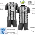 Steel Ethnic Jersey White-Black Gray Stripes Soccer Sublimation Uniform Custom Steel Ethnic Jersey White-Black Gray Stripes Soccer Sublimation Uniform Custom