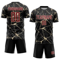 Uniform Black Jersey Sublimation Soccer Custom Cream Crimson-City