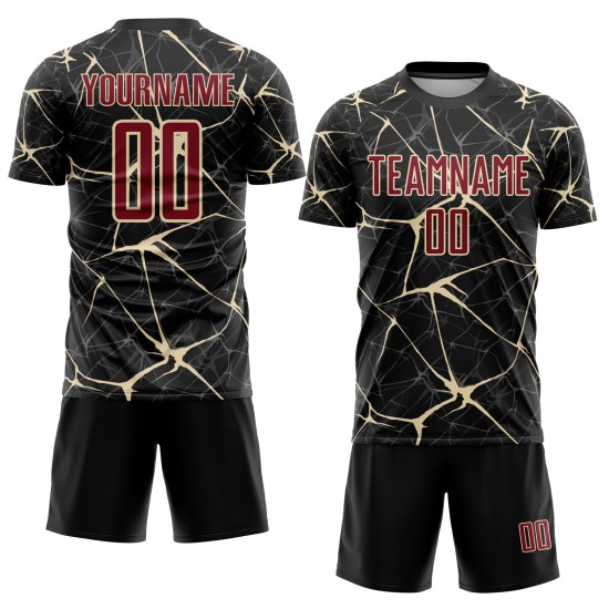 Uniform Black Jersey Sublimation Soccer Custom Cream Crimson-City Uniform Black Jersey Sublimation Soccer Custom Cream Crimson-City