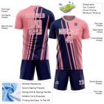 Jersey Pink Soccer Sublimation Lines Sports Uniform Medium Navy-White Custom