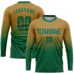 Sleeve Jersey Sublimation Gold Fashion Soccer Fade Kelly Green Old Uniform Long Custom Sleeve Jersey Sublimation Gold Fashion Soccer Fade Kelly Green Old Uniform Long Custom