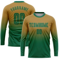 Sleeve Jersey Sublimation Gold Fashion Soccer Fade Kelly Green Old Uniform Long Custom