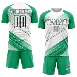 Uniform Sublimation Jersey Kelly Soccer Green Custom White-Black