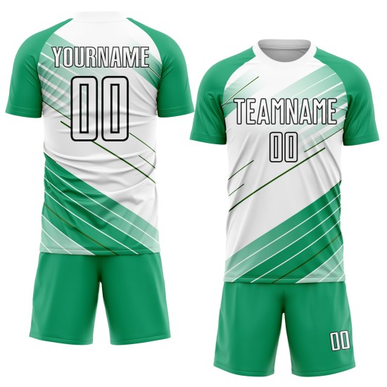 Uniform Sublimation Jersey Kelly Soccer Green Custom White-Black Uniform Sublimation Jersey Kelly Soccer Green Custom White-Black