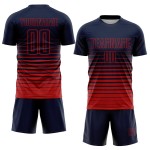 Fashion Red Soccer Pinstripe Navy Sublimation Jersey Uniform Custom Fade