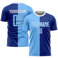 Blue-White Split Custom Sublimation Fashion Uniform Royal Light Jersey Soccer