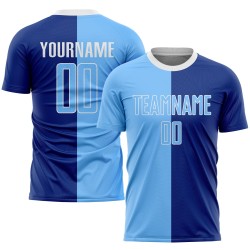 Blue-White Split Custom Sublimation Fashion Uniform Royal Light Jersey Soccer