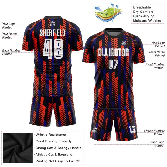 Soccer Uniform Custom White-Orange Sublimation Black Jersey Soccer Uniform Custom White-Orange Sublimation Black Jersey