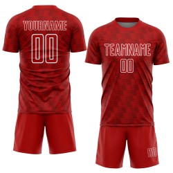 Sublimation Custom White Jersey Red Soccer Uniform Line