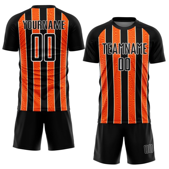 Black Soccer Jersey Uniform Orange-White Custom Line Sublimation