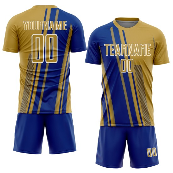 Gold Royal-White Uniform Sports Jersey Custom Soccer Lines Sublimation Old Gold Royal-White Uniform Sports Jersey Custom Soccer Lines Sublimation Old